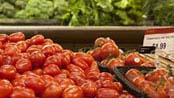 Close-up shot of a grocery’s produce section