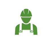 Green utility worker with hard hat