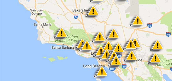 Map Where Southern California Edison May Shut Off Power Due To