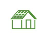 Green house icon with solar panels
