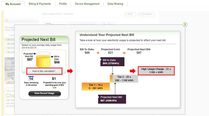 Example of Projected Next Bill