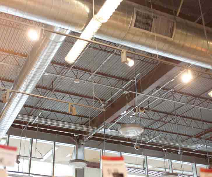 Image of lighting features in a warehouse