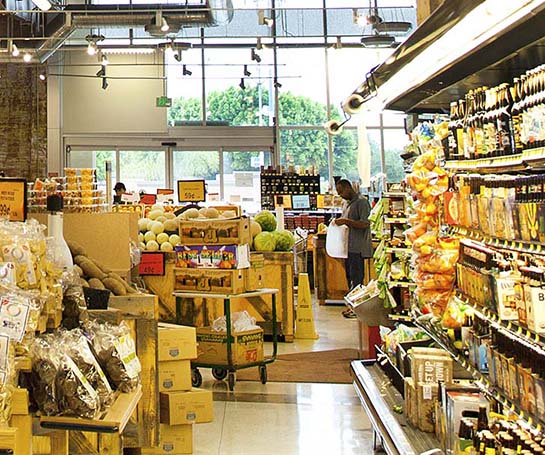 Interior shot of grocery aisle