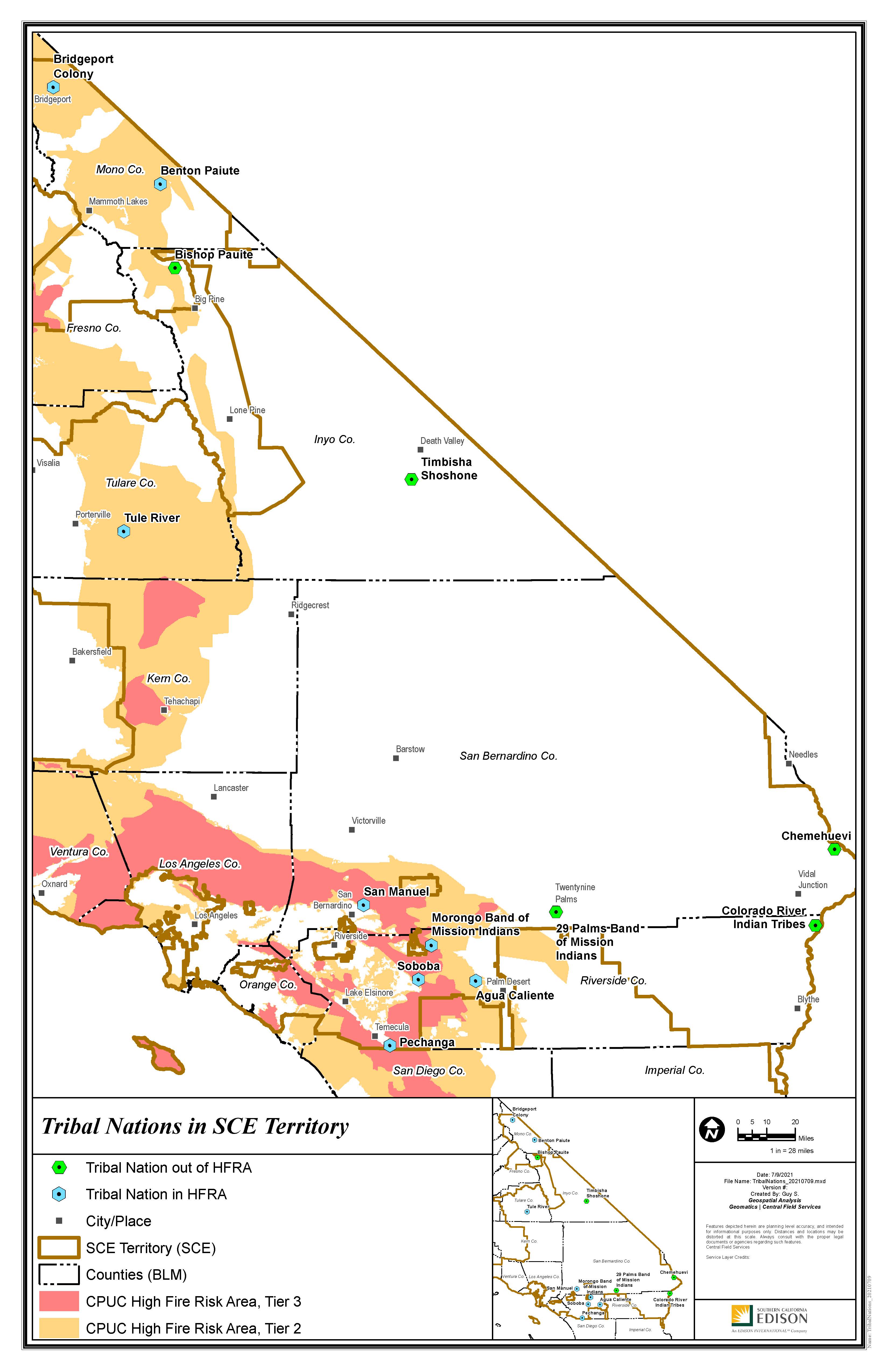 Map of the Tribal Nations in SCE Territory