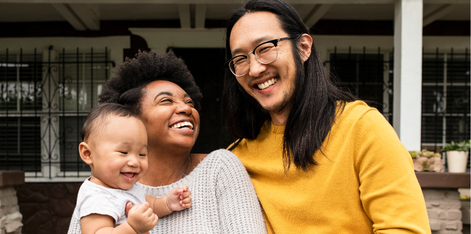 happy couple with baby