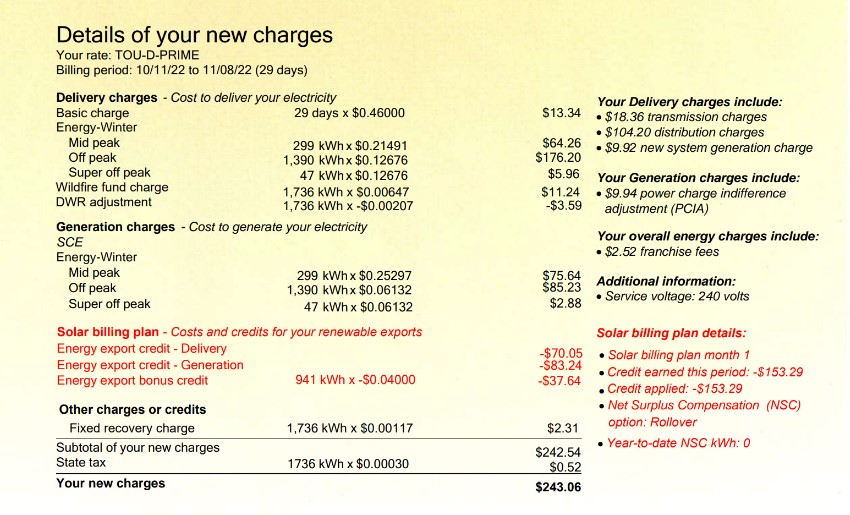 sce bill example details of charges image