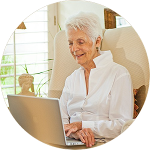 elderly woman with laptop
