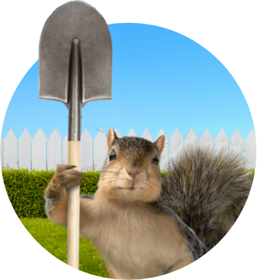 digging safety squirrel with shovel