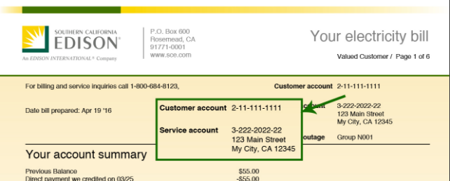 service account number